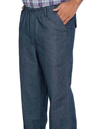 Full Elastic Easy On and Off Denim Pants to Size 72 with Zipper & Button