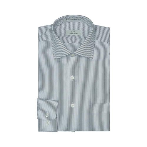 Modified Spread Collar Cotton Striped Dress Shirts to Size 22 Neck 