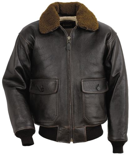 G-1 Leather Naval Aviator's Jacket to Size 6X Big and Tall in Antique Brown and Balck