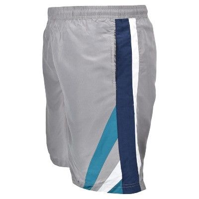 Big and Tall Chevron Stripe Swim Trunks to Size 8XB in Silver and Black