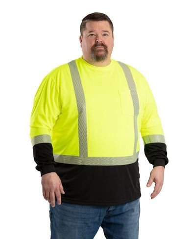 Hi Vis Safety Color Block Long Sleeve T-Shirt in Yellow to 6X Big and Tall