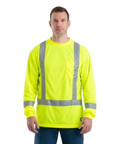 Hi Vis Safety Long Sleeve T-Shirt in Yellow to 6X Big and Tall