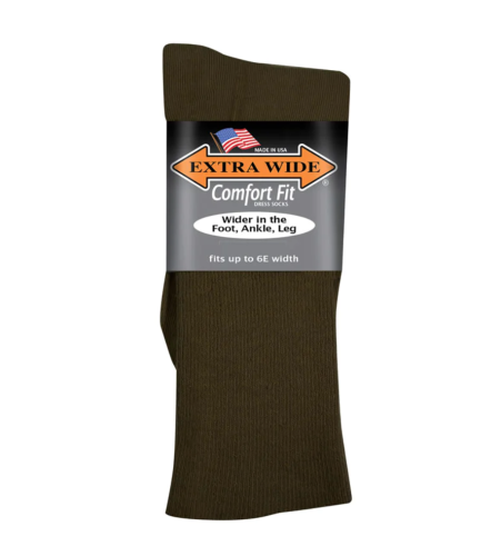 3Pack of Extra Wide Dress Socks to Size 16 and 6E Widths in 5 Colors USA Made