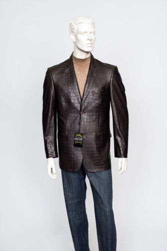 Crocodile Lizard Pattern Sport Coat to Size 62 in Black or Brown
